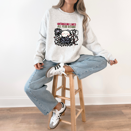 Untangling Lines All Year Long Nurse Crew Neck Sweatshirt