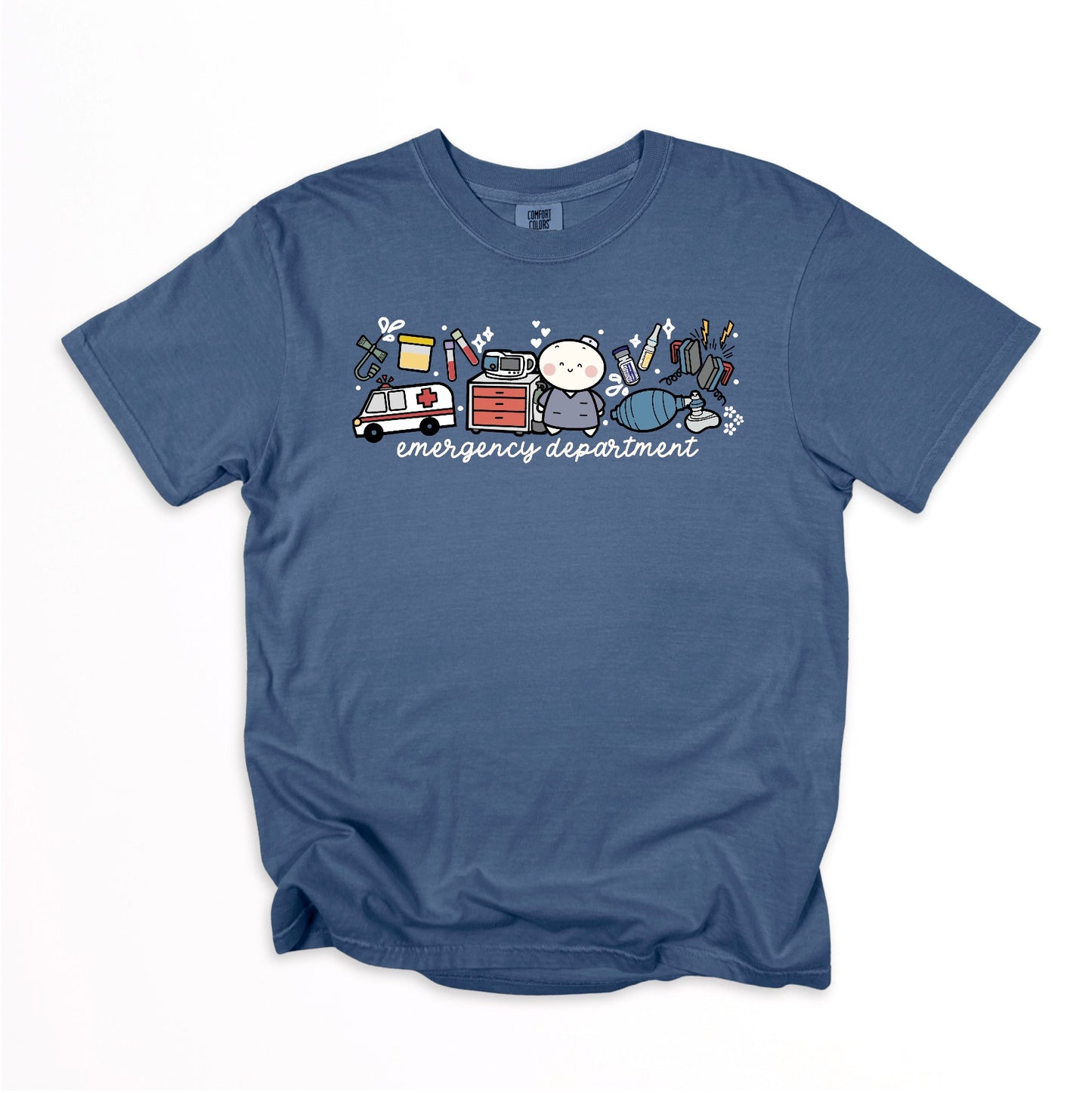 Emergency Department - Cute, Funny Doodle Nurse Shirt - Crew Neck Short Sleeve Shirt