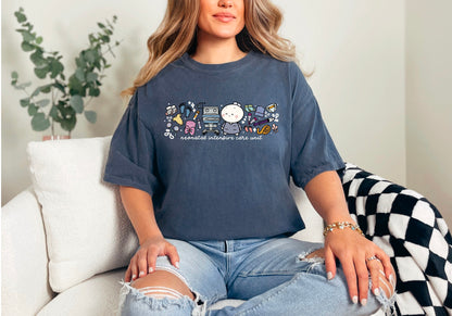 Neonatal Intensive Care Unit (NICU) - Cute, Funny Doodle Nurse Shirt - Crew Neck Short Sleeve Shirt