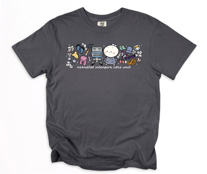 Neonatal Intensive Care Unit (NICU) - Cute, Funny Doodle Nurse Shirt - Crew Neck Short Sleeve Shirt