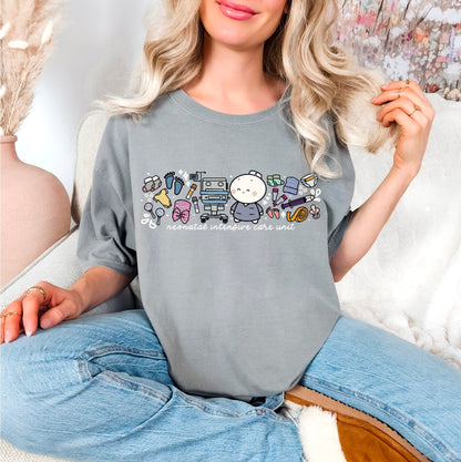 Neonatal Intensive Care Unit (NICU) - Cute, Funny Doodle Nurse Shirt - Crew Neck Short Sleeve Shirt