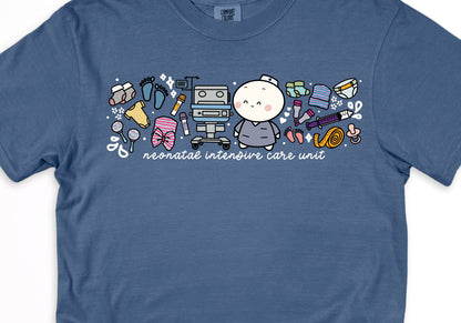 Neonatal Intensive Care Unit (NICU) - Cute, Funny Doodle Nurse Shirt - Crew Neck Short Sleeve Shirt