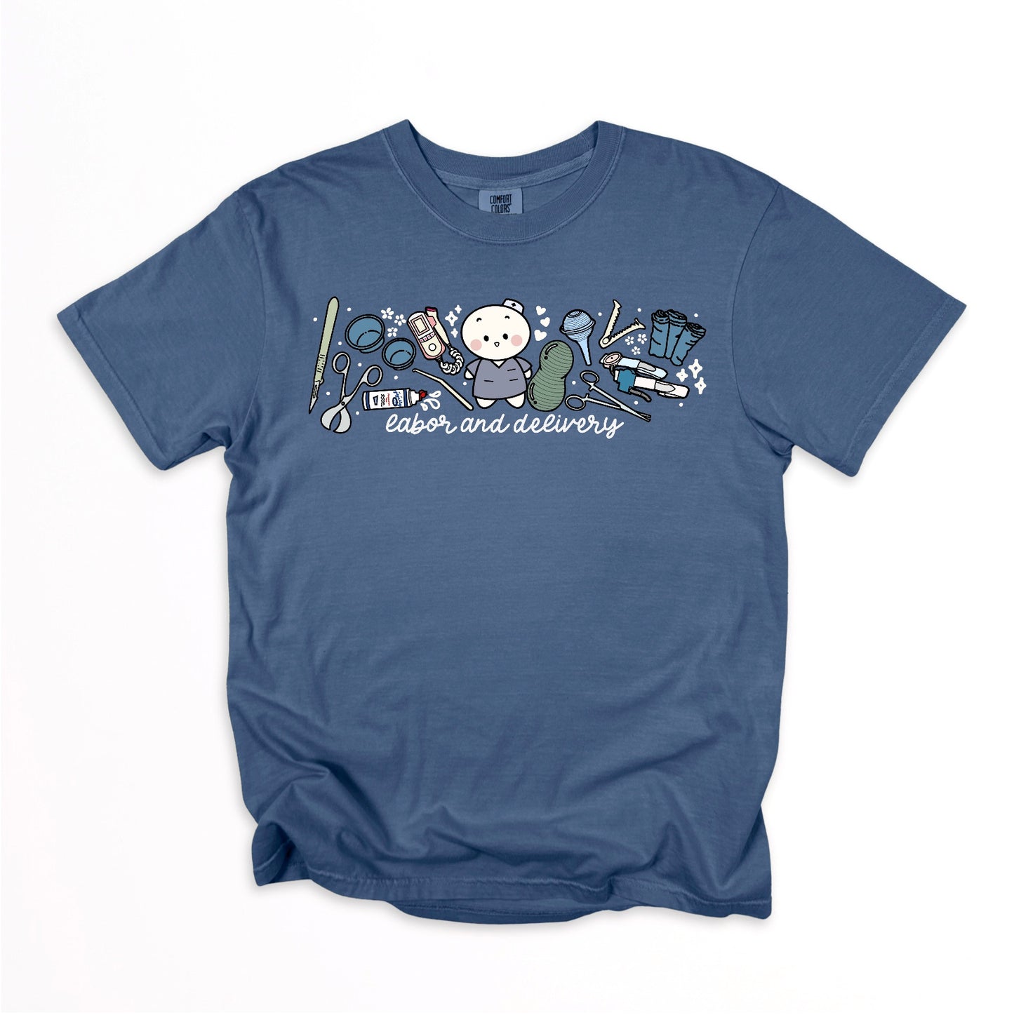 Labor and Delivery Department - Cute, Funny Doodle Nurse Shirt - Crew Neck Short Sleeve Shirt