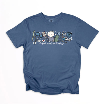 Labor and Delivery Department - Cute, Funny Doodle Nurse Shirt - Crew Neck Short Sleeve Shirt