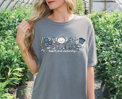 Labor and Delivery Department - Cute, Funny Doodle Nurse Shirt - Crew Neck Short Sleeve Shirt