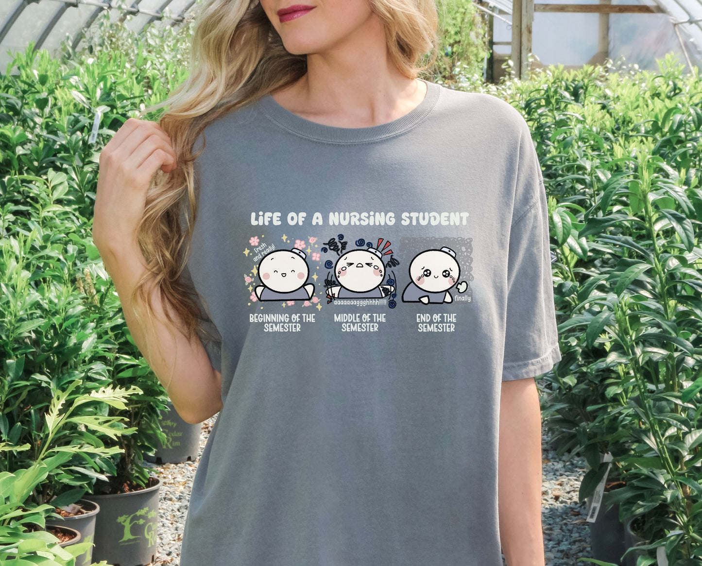 Life of a Nursing Student - Cute, Funny Doodle Nurse Shirt - Nursing Student Life Tee - Crew Neck Short Sleeve Shirt