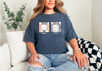 Clocking In and Clocking Out - Cute, Funny Doodle Nurse Shirt - Crew Neck Short Sleeve Shirt