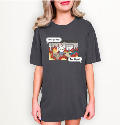 How is your shift? - Cute, Funny Doodle Nurse Shirt - Crew Neck Short Sleeve Shirt