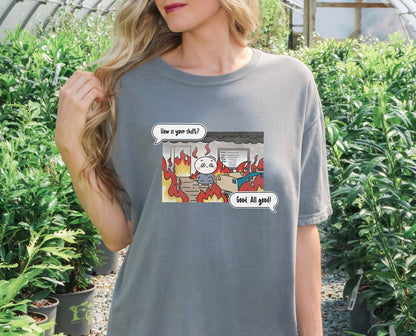 How is your shift? - Cute, Funny Doodle Nurse Shirt - Crew Neck Short Sleeve Shirt