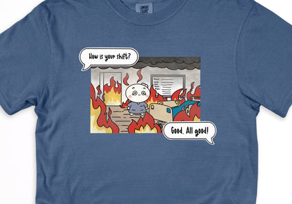 How is your shift? - Cute, Funny Doodle Nurse Shirt - Crew Neck Short Sleeve Shirt
