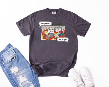 How is your shift? - Cute, Funny Doodle Nurse Shirt - Crew Neck Short Sleeve Shirt