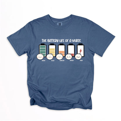 The Battery Life of a Nurse - Cute, Funny Doodle Nurse Shirt - Crew Neck Short Sleeve Shirt