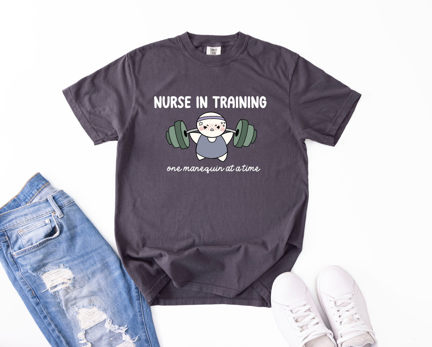 Nurse in Training - Cute, Funny Nursing Student Doodle Shirt - Crew Neck Short Sleeve Shirt