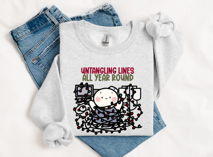 Untangling Lines All Year Long Nurse Crew Neck Sweatshirt