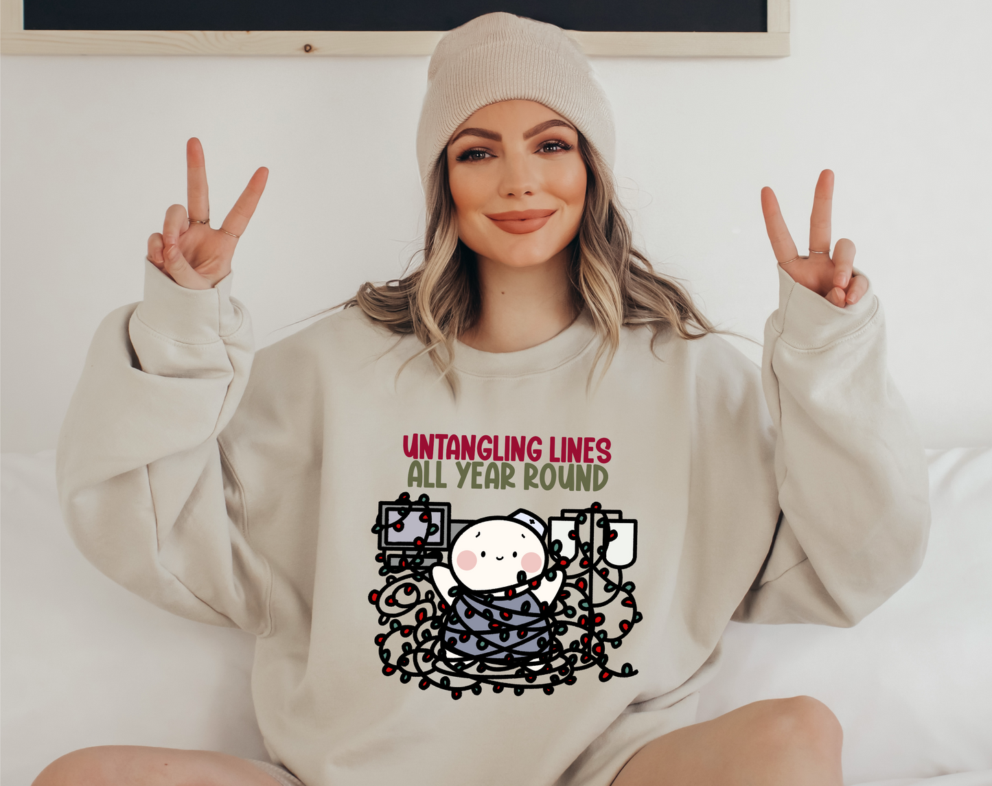 Untangling Lines All Year Long Nurse Crew Neck Sweatshirt