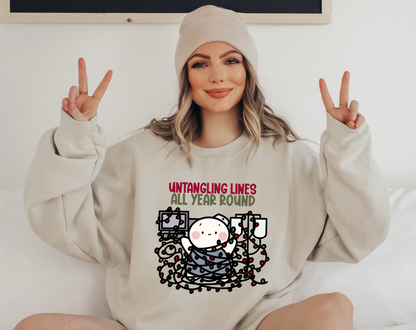 Untangling Lines All Year Long Nurse Crew Neck Sweatshirt