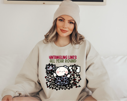 Untangling Lines All Year Long Nurse Crew Neck Sweatshirt