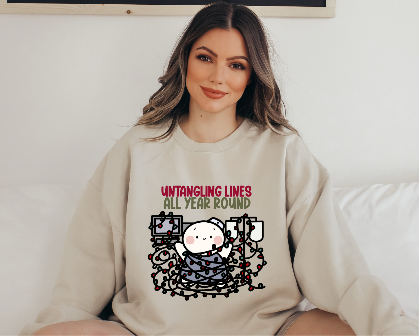 Untangling Lines All Year Long Nurse Crew Neck Sweatshirt