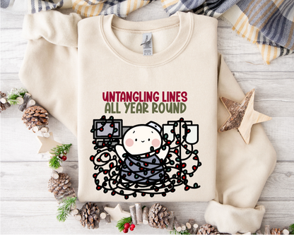 Untangling Lines All Year Long Nurse Crew Neck Sweatshirt