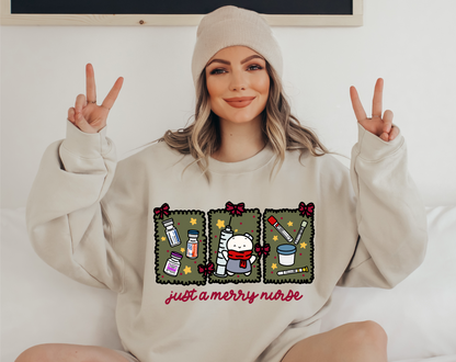 Just a Merry Nurse Crew Neck Sweatshirt