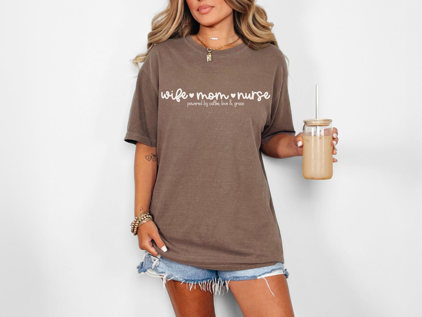 Wife, Mom, Nurse - Short sleeve shirt