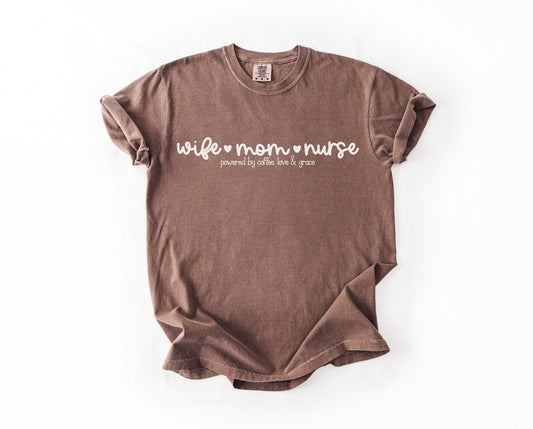 Wife, Mom, Nurse - Short sleeve shirt